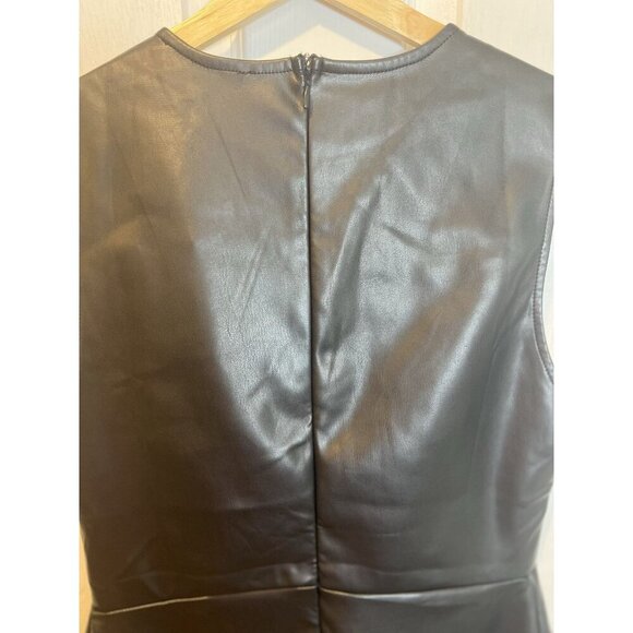 WeWoreWhat Muscle Tank Vegan Leather Black Mini Dress Large Black Fit And Flare - Picture 7 of 10